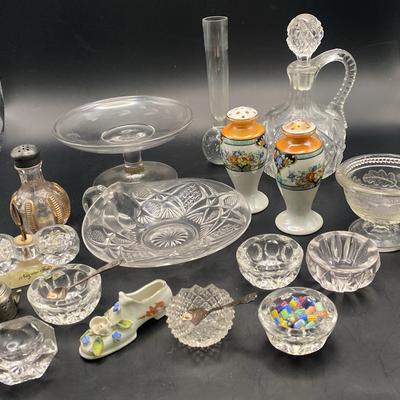 Vintage Glass Salt Dishes, Spoons And Other Vintage Dishes