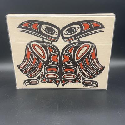Original Bird Art on material by Native American J McConnell 