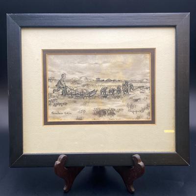 Ink And Wash Drawing Titles “Reindeer skin” By George Twok Aden Ahgupuk