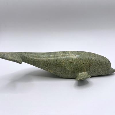 Inuit Soapstone Beluga Whale Signed Carving