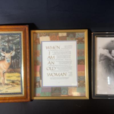Three Framed Arts Pieces Deer By Blackwood-watercolor