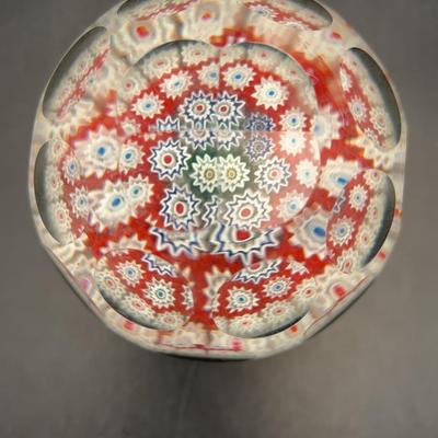Perthshire Paperweight, large Millefiori Red, White, Blue, Green 