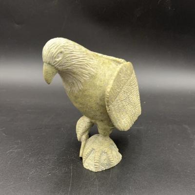 Inuit Soapstone Eagle Handcrafted Carved Eagle Holding Fish