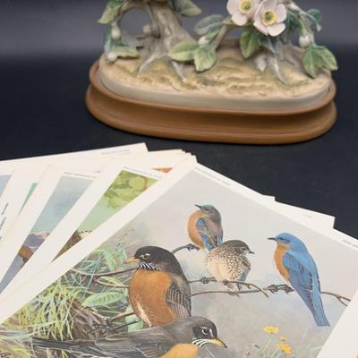Andrea By Sadek Porcelain figurine and 8.5x7 “ Bird Print cards