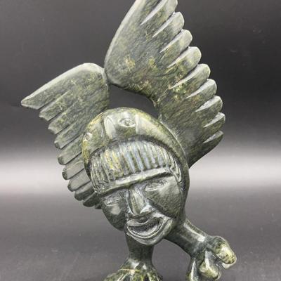 Inuit Serpentine Spirit Owl by Artist Turaq Ragee of Cape Dorset community