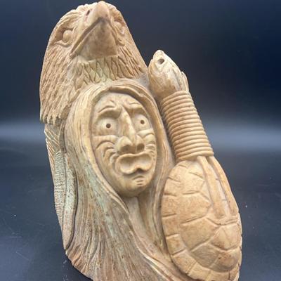 David R Maracle ‘Cultural Awakening’ Steatite Sculpture Mohawk Tribe