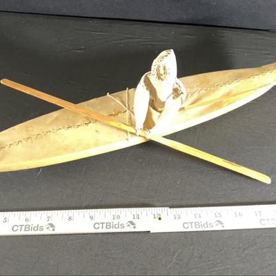Inuit Model Kayak Made with Seal Skin
