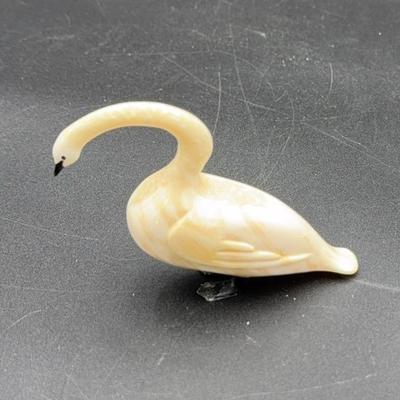 Inuit Native American Eskimo Walrus Ivory & Baleen Swan by D. I.
