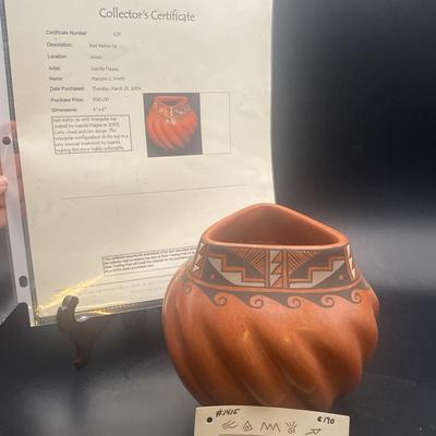 Red melon pottery With Triangular Top By Juanita Fragua