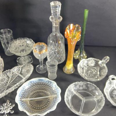 Assorted Crystal Glass Items, Waterford, Carnival Glass