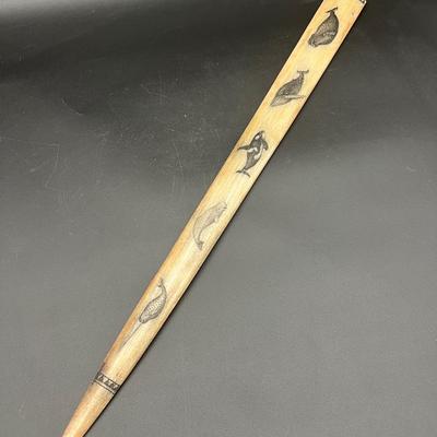 Scrimshaw Inuit Swordfish Bill With 5 Whale Designs