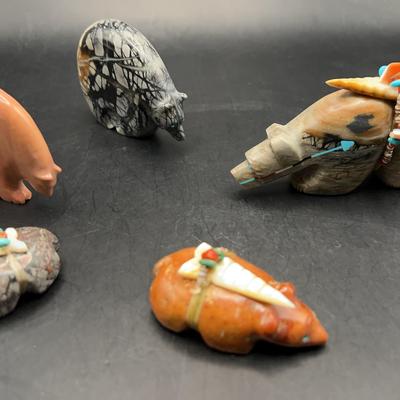 Zuni Native American Carved Bear Fetishes by Lena Boone