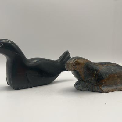 Inuit Soapstone Eskimo Sea Lion Hand Carving