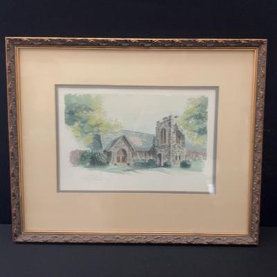 Saint Mary’s of The Hills Water Color Painting signed by Bob Jones