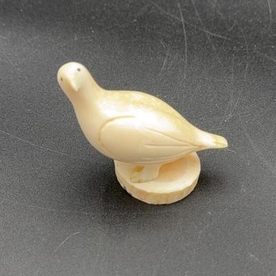 Inuit Native American Eskimo Walrus Ivory Ptarmigan Bird With Baleen Eyes