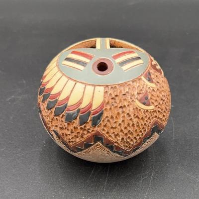 Navajo Pine Pitch Bowl w/Chiracahua Sun by Nancy Chilly