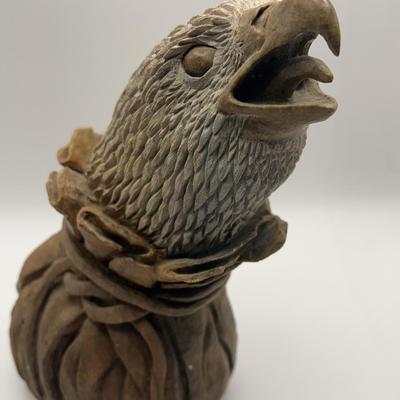 Steatite Sculpture By Mohawk David R Maracle Signed “Medicine Bag Eagle”