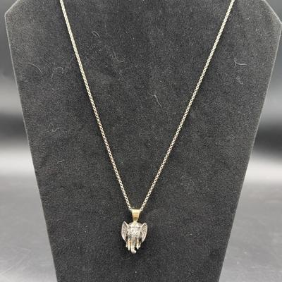 Vintage Silver Tone Chain & Silver & Gold Tone Elephant Pendant, Elephant Earrings, Asst. Charms