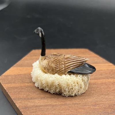 Alaskan Native American Walrus Ivory Goose w/Caribou Antler Nest w/eggs; Inuit Jet Serpentine Loon