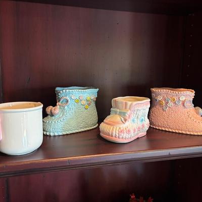Vintages Ceramic Baby Bootie Vases