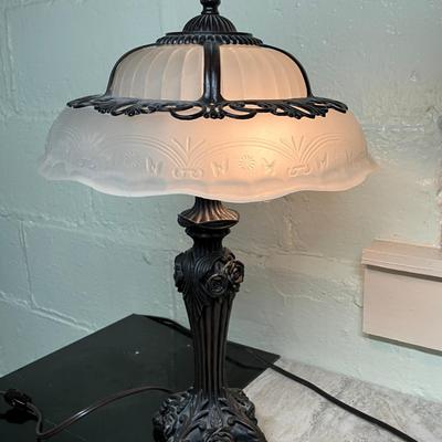 Cheyenne Art Nouveau Style Table Lamp with Frosted Glass Shade