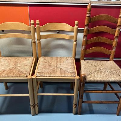 3 Rush Seat Chairs
