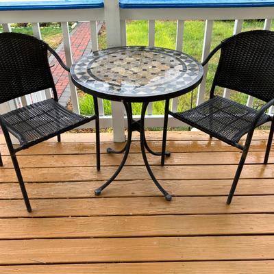 Marble Top Bistro Table and 2 Chairs