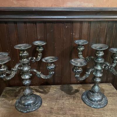 Pair of Silver Plate Candelabras