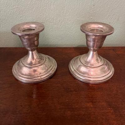 Vintage Fisher Sterling Weighted Candlestick Candle Holders #813