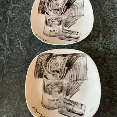 Andy Warhol Campbell's Soup Can & Dollar Bill Plates