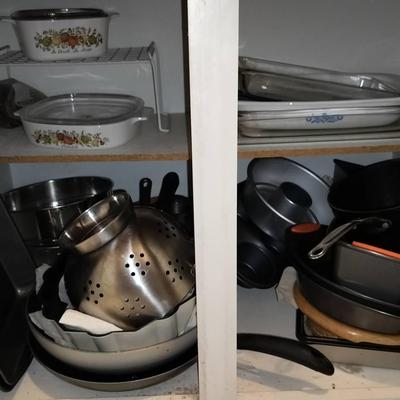 Kitchenware Assortment Including Baking Dishes, Pots, Pans, Muffin Trays, And More