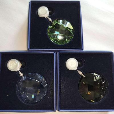 Swarovski Crystal Window Ornaments/Sun Catchers Set Of 3 With Original Boxes And Papers