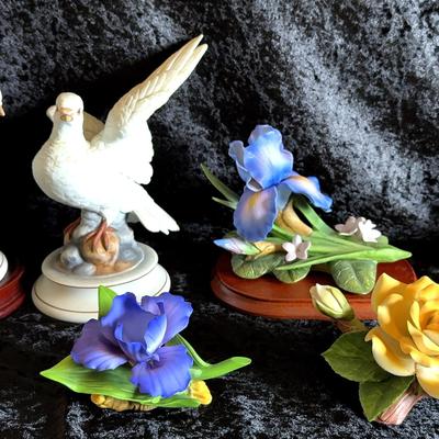 Andrea By Sedak Porcelain Irises, Rose And Doves