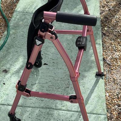 Pink Standard Brand Adjustable Aluminum Wheelie Walker