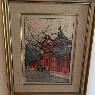 Toshi Yoshida Signed Woodblock Print "Hiejinja" Framed