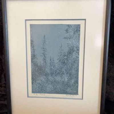 Tatsuko Karita "Snowing" 19/60 Woodblock Print 1981