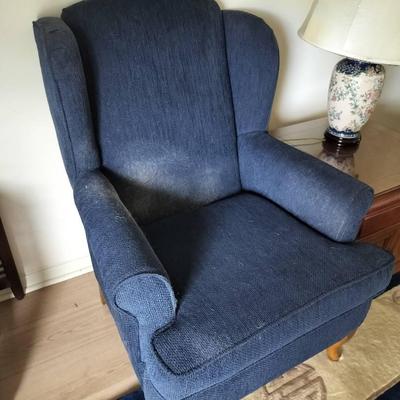 Blue Upholstered Wingback Chair No. 2
