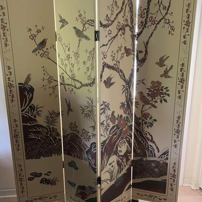 Chinese Vintage 4 Panel Room Screen Divider
