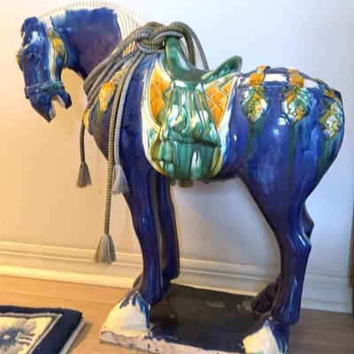 Chinese Tang Dynasty Style Sancai Glazed Ceramic Horse