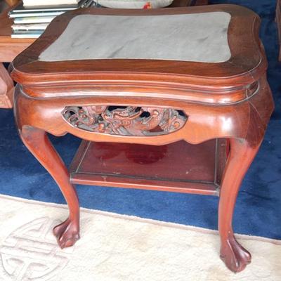 Hand Carved Rosewood W/ Marble Inlay