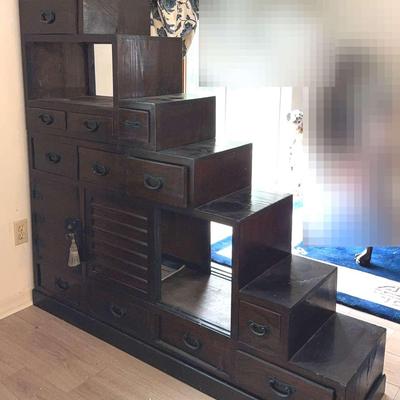 Korean Two-Part Stacking Tansu Staircase Cabinet