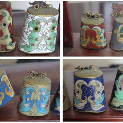 Vintage Chinese Cloisonné Enamel Bells 