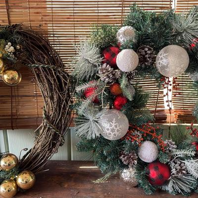 Pair Of Holiday Christmas/Winter Wreaths