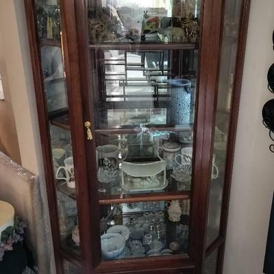 Mirror Backed Glass Shelf Vintage Curio Cabniet #2 (Does Not Include Items Inside)