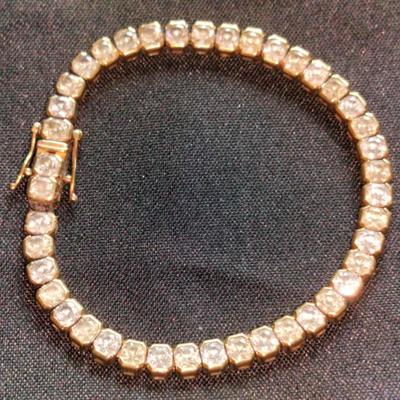 14k Gold Vintage Rhinestone Bracelet 16.25g (Broken) 
