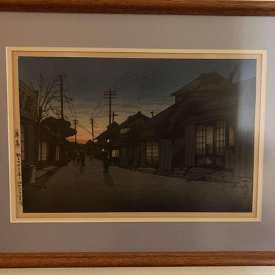 "Twilight At Imamiya Street, Choshi" Signed By Ishiwata Koitsu Woodblock Print