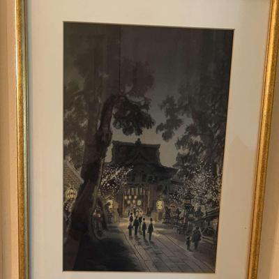 Takeji Asano "Night Scene Of Kitano Shrine" Woodblock Print