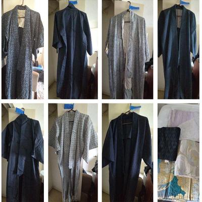 Set Of 7 Vintage Japanese Kimonos & 5 Obi 