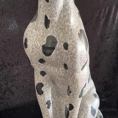 Chinese Cloisonné Dalmatian Dog Statue 30" Tall Vintage
