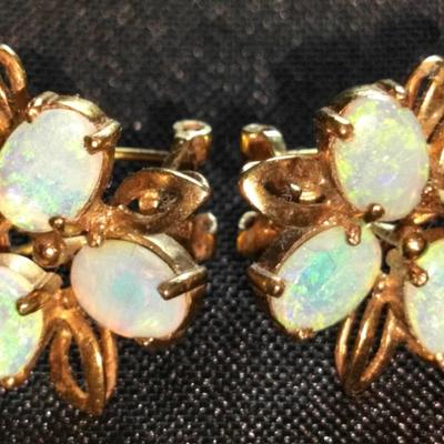 14k Gold 585 Stamped Opal Earrings 6.64g